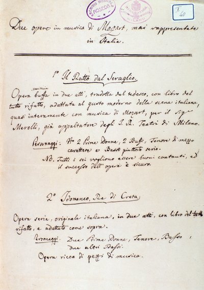 Prefácio ao libreto da adaptação de Lichtenthal do "Die Entfuhrung aus dem Serail" de Mozart de Peter Lichtenthal