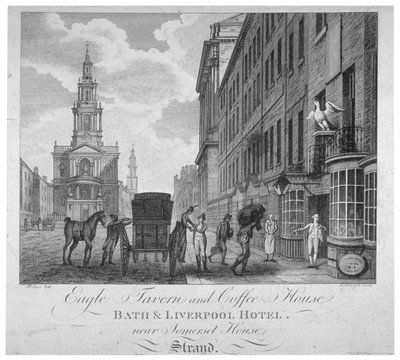 Fora da Eagle Tavern and Coffee House, Bath & Liverpool Hotel, Londres, c1800 de Peter Mazell
