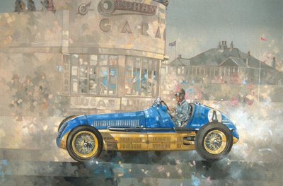 Maserati Azul e Amarelo de Bira (óleo sobre tela) de Peter Miller