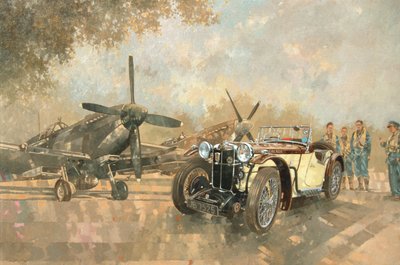 Cream Cracker MG 4 Spitfires (óleo sobre tela) de Peter Miller