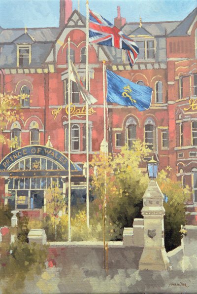 Bandeiras fora do Prince of Wales, Southport de Peter Miller