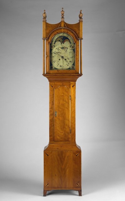 Relógio de caixa alta, c.1815 (bordo, cereja, latão e ferro) de Peter Miller