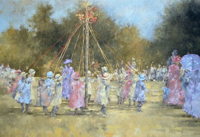 O Maypole (óleo sobre tela) de Peter Miller