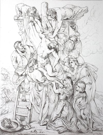 Jesus Cristo, Descida da Cruz (estampa) de Peter Paul (after) Rubens