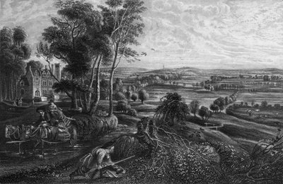 Paisagem e figuras (gravura) de Peter Paul (after) Rubens