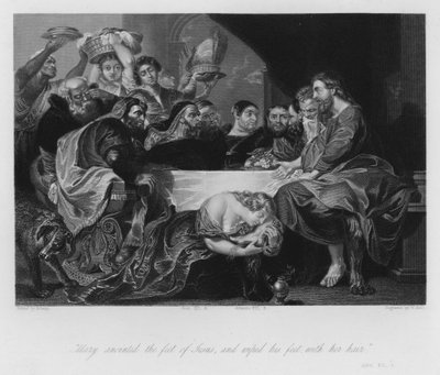 Maria Madalena unção dos Pés do Salvador, João XII, 3 (gravura) de Peter Paul (after) Rubens
