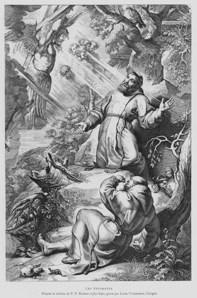 São Francisco recebendo os estigmas (litho) de Peter Paul (after) Rubens
