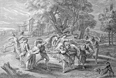 Jovens em um baile de Peter Paul (after) Rubens