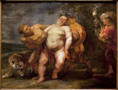 Silene bêbado. Pintura da comitiva de Pierre Paul Rubens (1577-1640), óleo sobre madeira, meados do século XVII. Museu de Belas Artes em Angers. de Peter Paul (circle of) Rubens