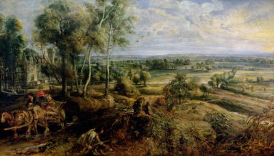 Uma paisagem de outono com uma visão de Het Steen no início da manhã, c.1636 de Peter Paul Rubens