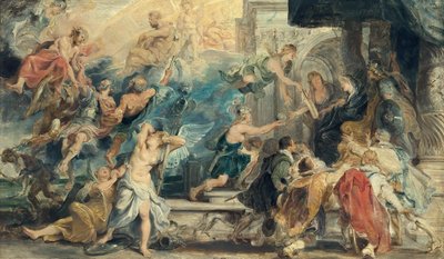 Apoteose de Henrique IV e proclamação da regência de Maria de Médici (esboço do ciclo dos Médici) de Peter Paul Rubens