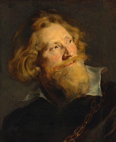 Barroco : Retrato de um barbudo com gola branca e correntes douradas par Rubens, Pieter Paul (1577-1640). Óleo sobre madeira, 50,9x41,2. Coleção Particular de Peter Paul Rubens