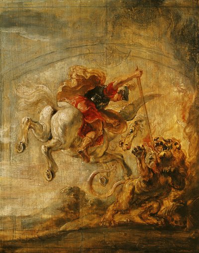 Belerofonte montando pegasus lutando contra a quimera, 1635 de Peter Paul Rubens