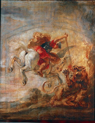 Belerofonte, montado em Pégaso, combate a Quimera (óleo sobre tela) de Peter Paul Rubens