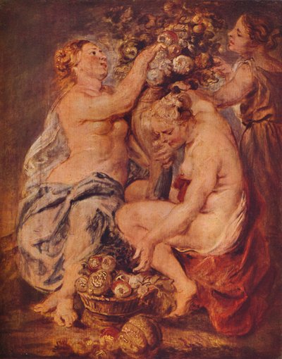 Ceres e duas ninfas com uma cornucópia, c1617 de Peter Paul Rubens