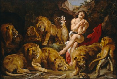 Daniel and the Lions Den, c.1615 (óleo sobre tela) de Peter Paul Rubens