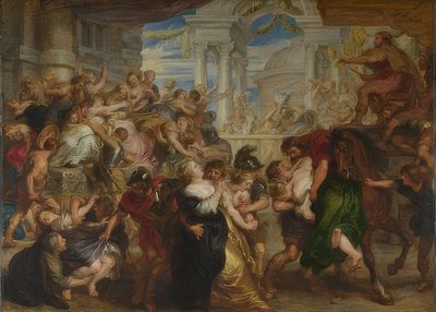 O assalto às mulheres sabinas. Por volta de 1635-40 de Peter Paul Rubens