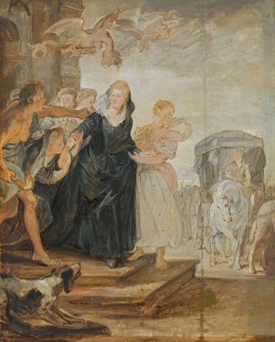 A partida de Paris (esboço do ciclo dos Médici) de Peter Paul Rubens
