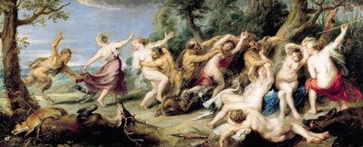 Diana e suas ninfas surpreendidas por Fauns, 1638-40 de Peter Paul Rubens