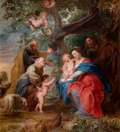 A sagrada família sob uma macieira. Por volta de 1632 de Peter Paul Rubens