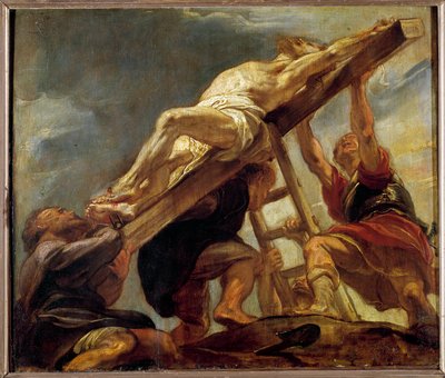 Elevação da cruz (esboço de um compartimento do teto da Igreja dos Jesuítas em Antuérpia) Pintura de Pierre Paul (Pierre-Paul) Rubens (ou Peter Paul ou Petrus Paulus) (1577-1640) 1620 Sol. 0,32x0,37 m . de Peter Paul Rubens