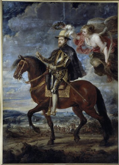 Retrato equestre do Rei Filipe II de Espanha (óleo sobre tela de Peter Paul Rubens