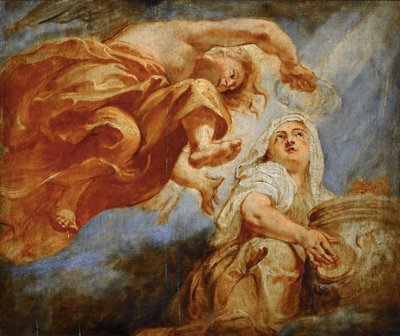 Gênio coroando a religião. Esboço para a apoteose do rei Jaime I de Peter Paul Rubens
