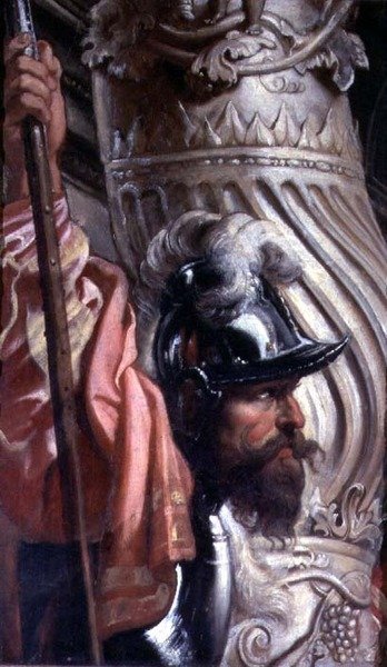 Halberdier, fragmento de A Família Gonzaga em adoração à Trindade (detalhe de 78804) de Peter Paul Rubens