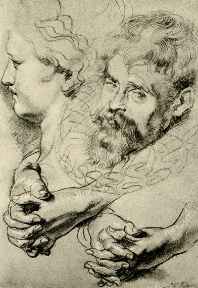 Estudos de cabeça e mão de Peter Paul Rubens