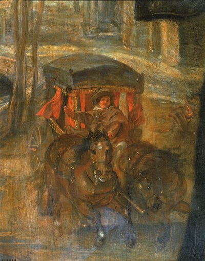 Helene Fourment com carruagem (pintura sobre madeira) de Peter Paul Rubens
