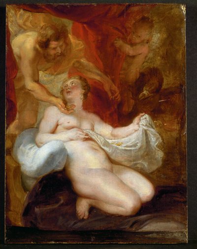 Júpiter e Dânae (pintura sobre madeira) de Peter Paul Rubens