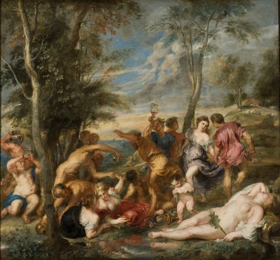 O Bacanal dos Andrianos - Rubens, Pieter Paul (1577-1640) - 1630s - Óleo sobre tela - 200x215 - Nationalmuseum Stockholm de Peter Paul Rubens