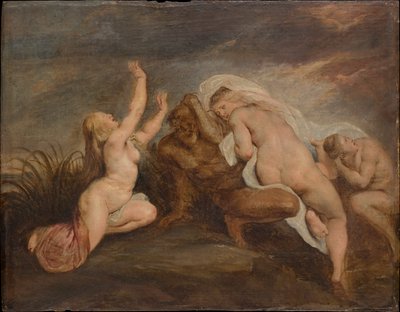 Ninfas e o Deus do Rio (Fragmento de uma representação da queda de Faetonte) de Peter Paul Rubens