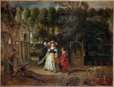 Peter Paul Rubens e a sua segunda mulher Helene Fourment no jardim (óleo sobre tela) de Peter Paul Rubens