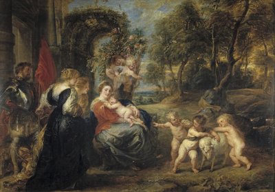 Descanse na fuga para o Egito, com os santos, c. 1635 de Peter Paul Rubens