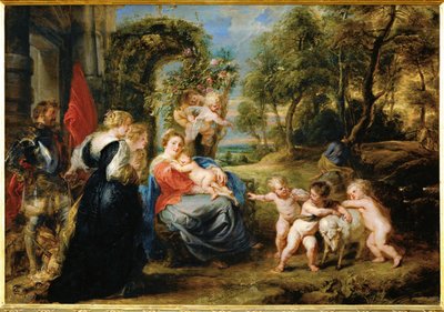 Repouso na fuga para o Egito, c.1632-35 (pintura sobre madeira) de Peter Paul Rubens