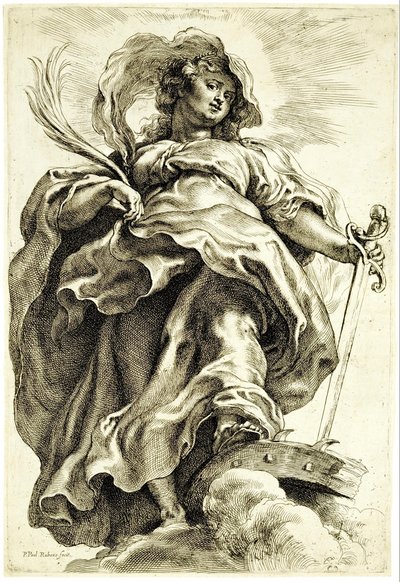 Santa Catarina de Alexandria nas nuvens de Peter Paul Rubens
