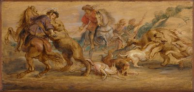 Estudo para "The Bear Hunt" (para o Alcázar, Madrid) de Peter Paul Rubens