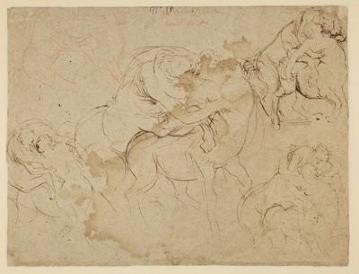 Estudo de figuras masculinas e centauros femininos (Centaurides) (verso) de Peter Paul Rubens