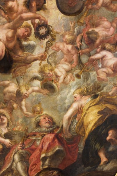 The Apotheosis of King James I, The Rubens Ceiling, Banqueting House, Whitehall, c.1629-34 (óleo sobre tela) de Peter Paul Rubens