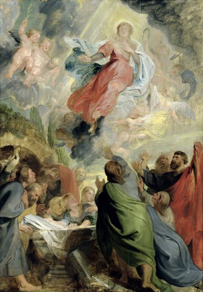 A Assunção da Virgem Maria (óleo no painel) de Peter Paul Rubens