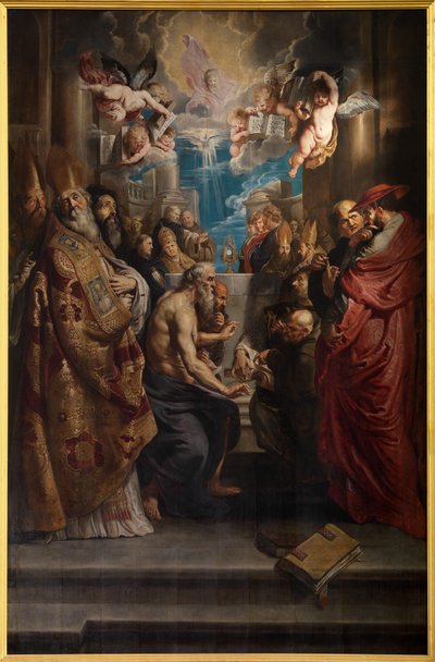 A Disputa do Santo Sacramento, c.1609 (óleo sobre painel) de Peter Paul Rubens