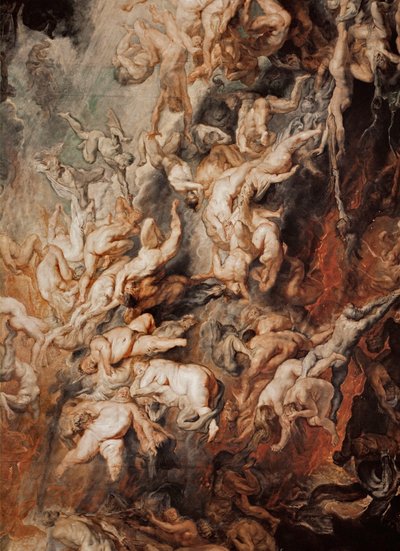 A Queda dos Malditos (pintura sobre madeira de carvalho) de Peter Paul Rubens