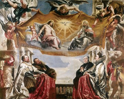 A Família Gonzaga em Adoração da Santíssima Trindade, 1604-1605. de Peter Paul Rubens