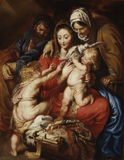 A Sagrada Família com Santa Isabel, São João e uma Pomba, c.1608-9 de Peter Paul Rubens