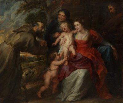 A Sagrada Família com os Santos Francisco e Ana e o Infante São João Batista, década de 1630. de Peter Paul Rubens