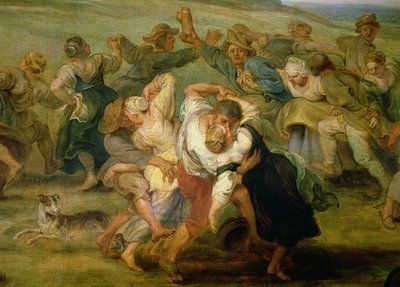 O Kermesse, detalhe de camponeses dançando, c.1635-38 óleo no detalhe do painel de 24954 de Peter Paul Rubens