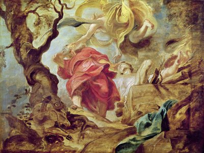 O sacrifício de Isaac, esboço para a seção do teto na igreja jesuíta, Antuérpia, 1620-21 de Peter Paul Rubens