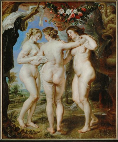 As Três Graças, c.1636 (pintura sobre madeira) de Peter Paul Rubens