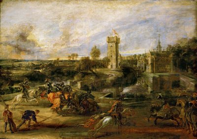 O Torneio (óleo sobre madeira) de Peter Paul Rubens